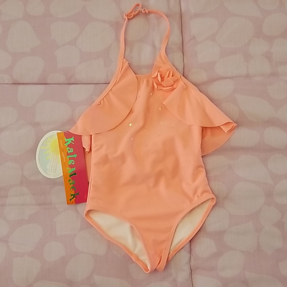 NWT Kate Mack Coral Halter 1 Piece Swimsuit Sz 2T - Picture 3 of 14